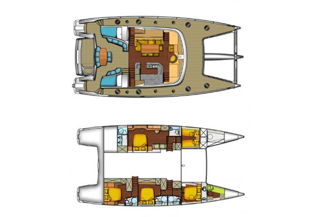 WORLD’S END Fountaine Pajot Galathea 65 - Boat Interior Layout
