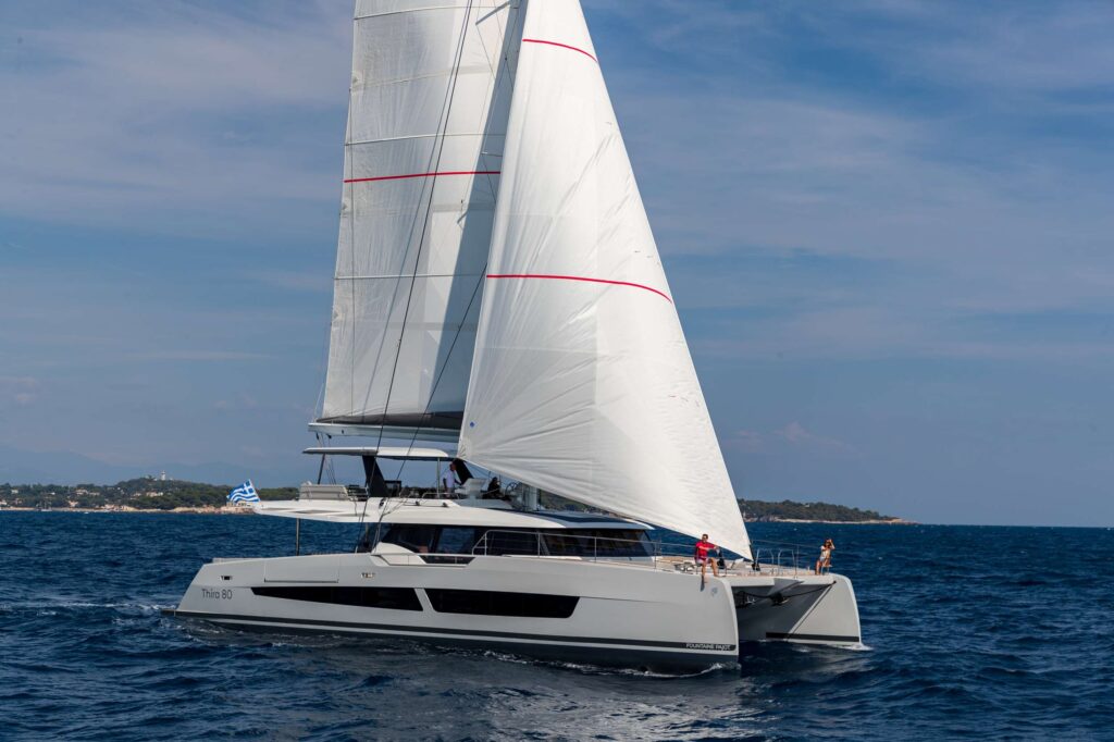 SERENISSIMA III Thira 80 Yacht Charter Price Greece, Fully crewed luxury catamaran rental